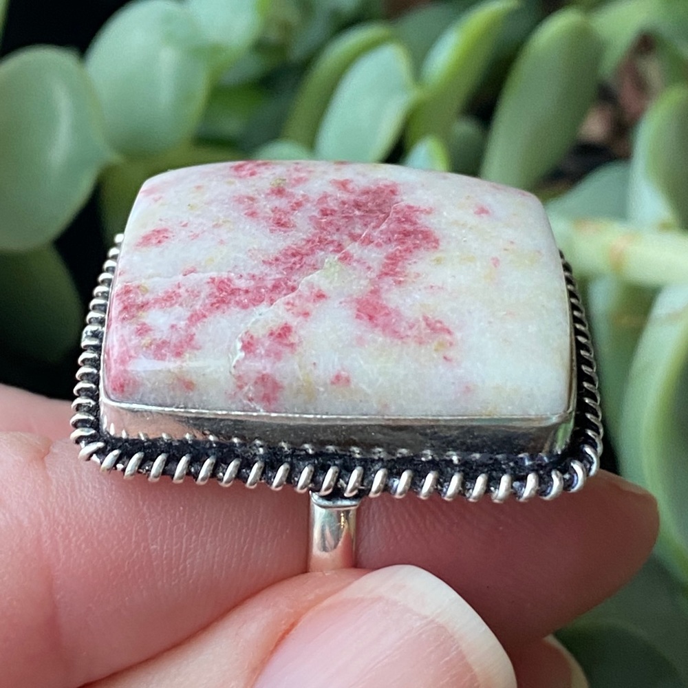 Gemstone Statement Ring, Natural Cinnabar, .925 S… - image 6